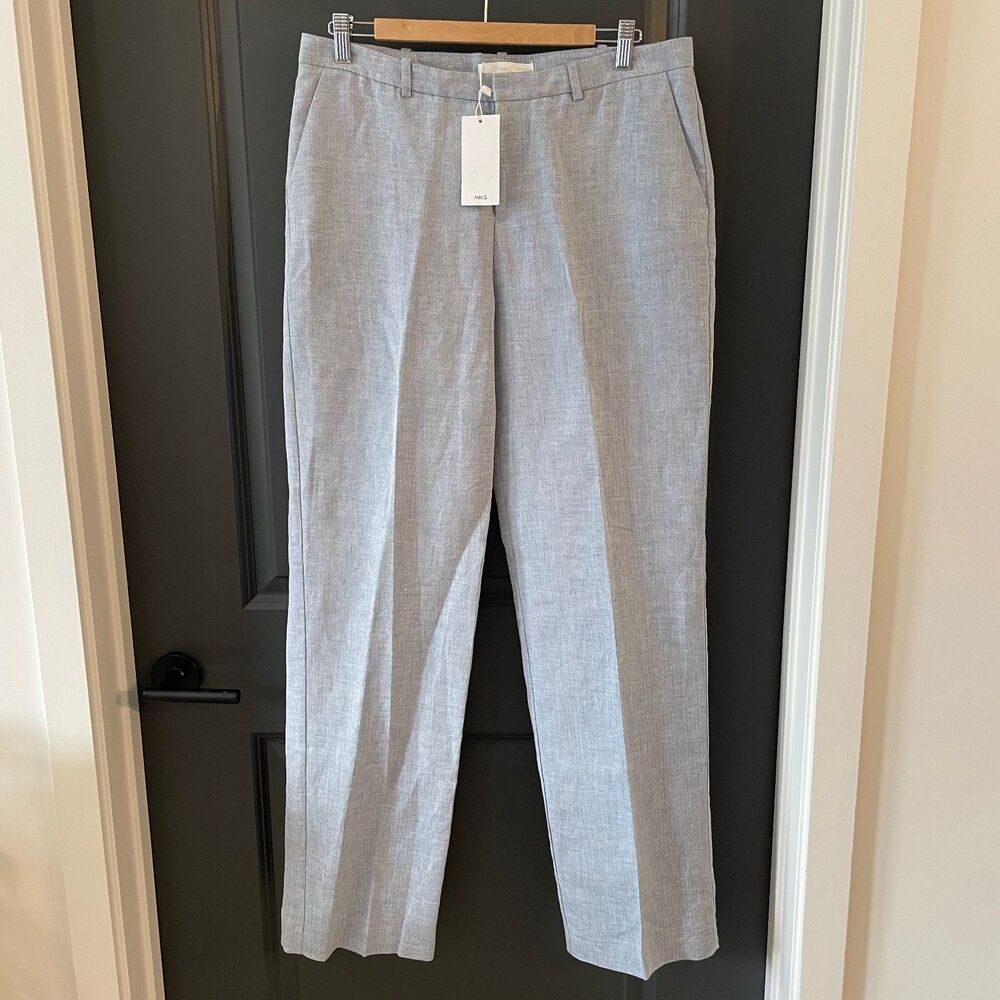NWT Mango Light Blue Linen Cotton Pants size 8